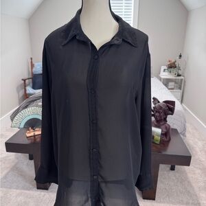 Abercrombie & Fitch Oversized Sheer Black Blouse